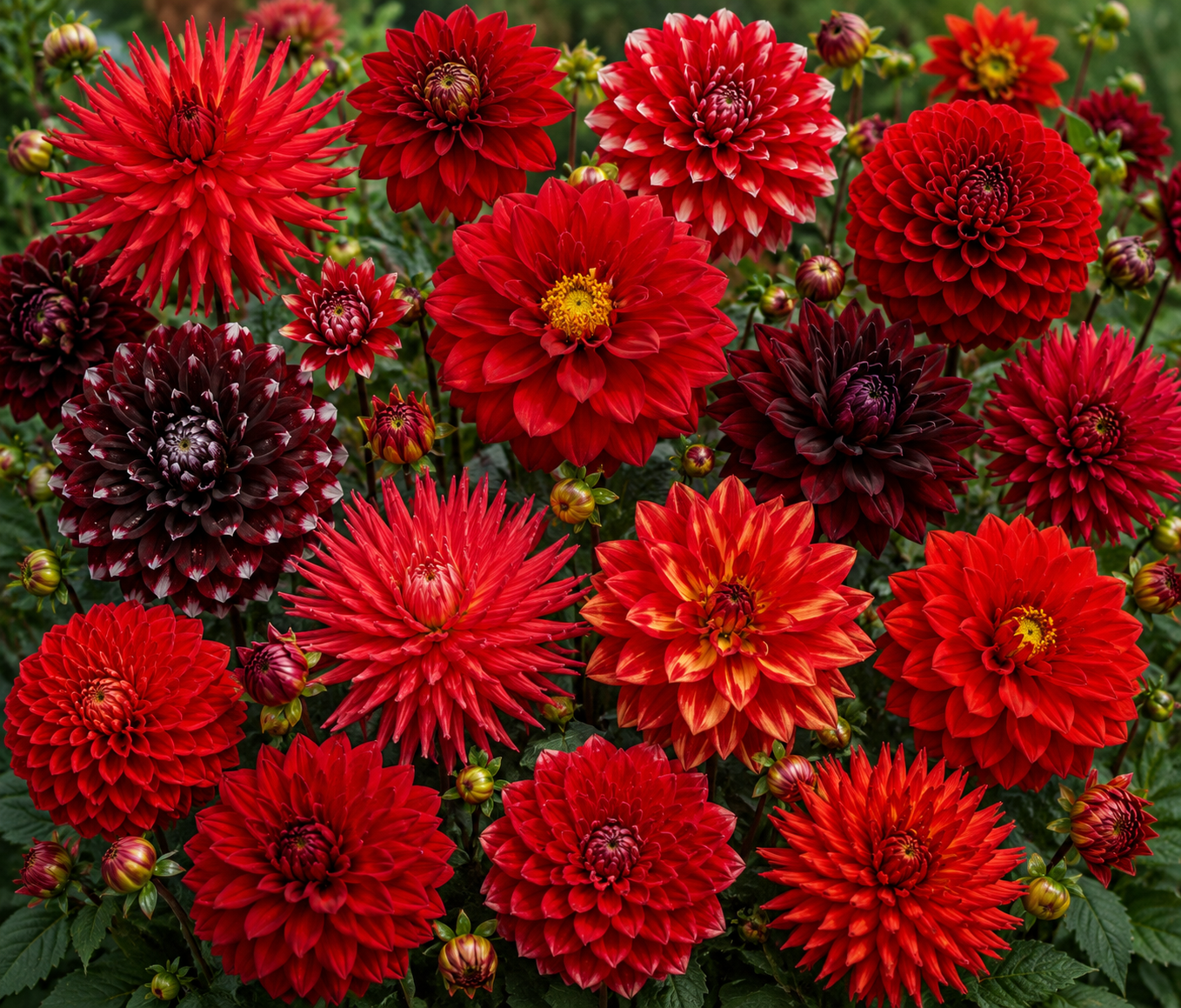 10 Dahlia Mixed - Crimson Dahlia Collection