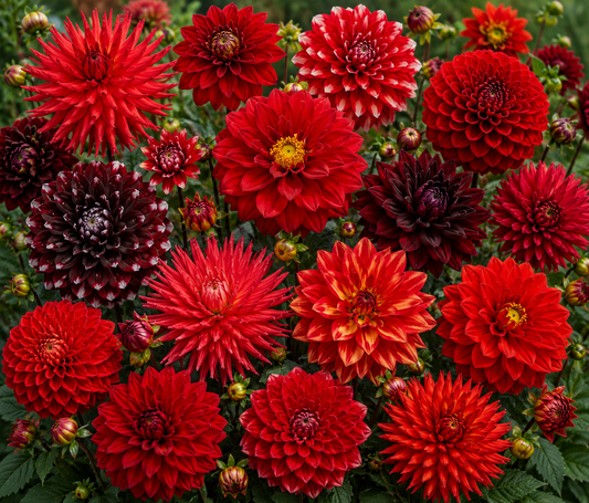 10 Dahlien gemischt – Purpurrote Dahlienkollektion
